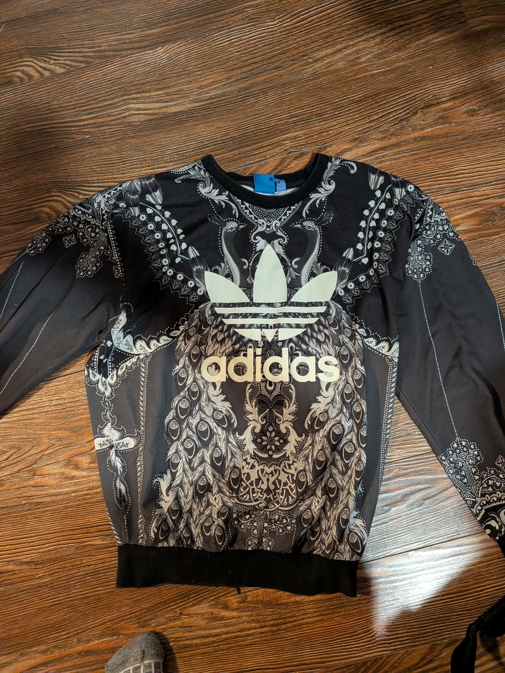 adidas Black Crewneck Sweatshirt with White Trefoil Graphic